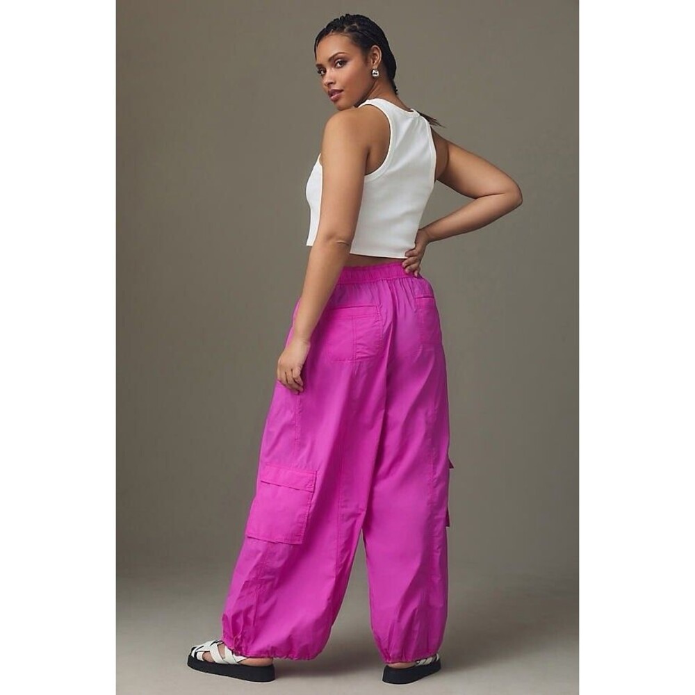 SOLD! Anthropologie Daily Practice Base Jump Parachute Pants Sz Small Hot Pink - Picture 3 of 10